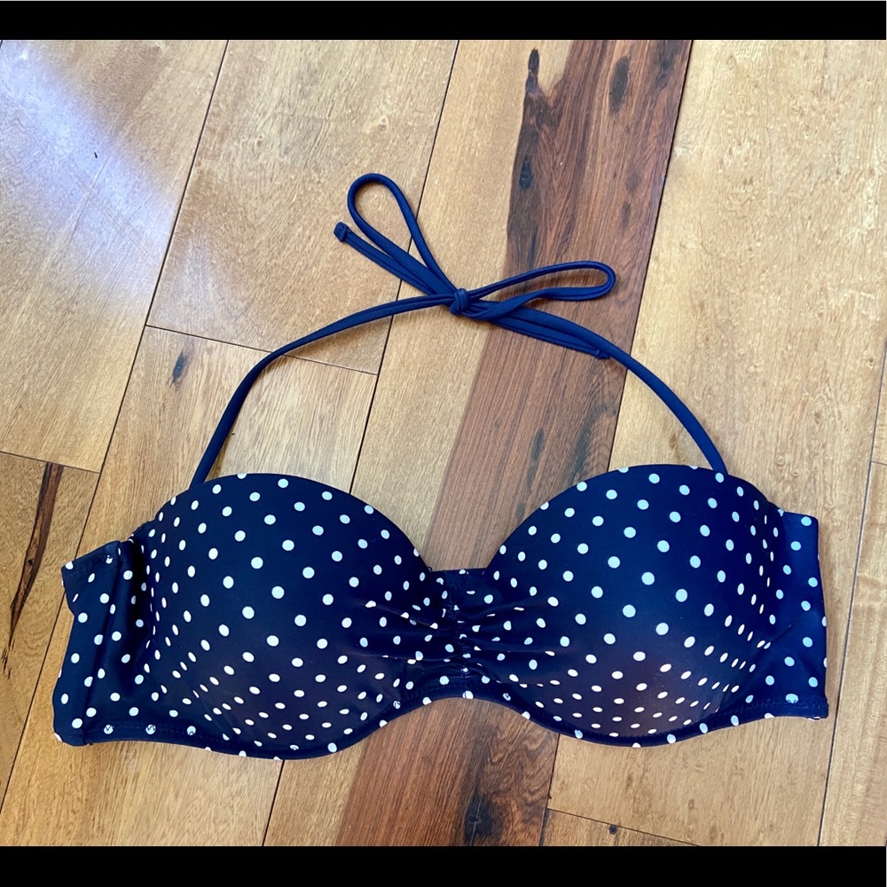 Gap Body navy polka dot underwire bikini top LG XL